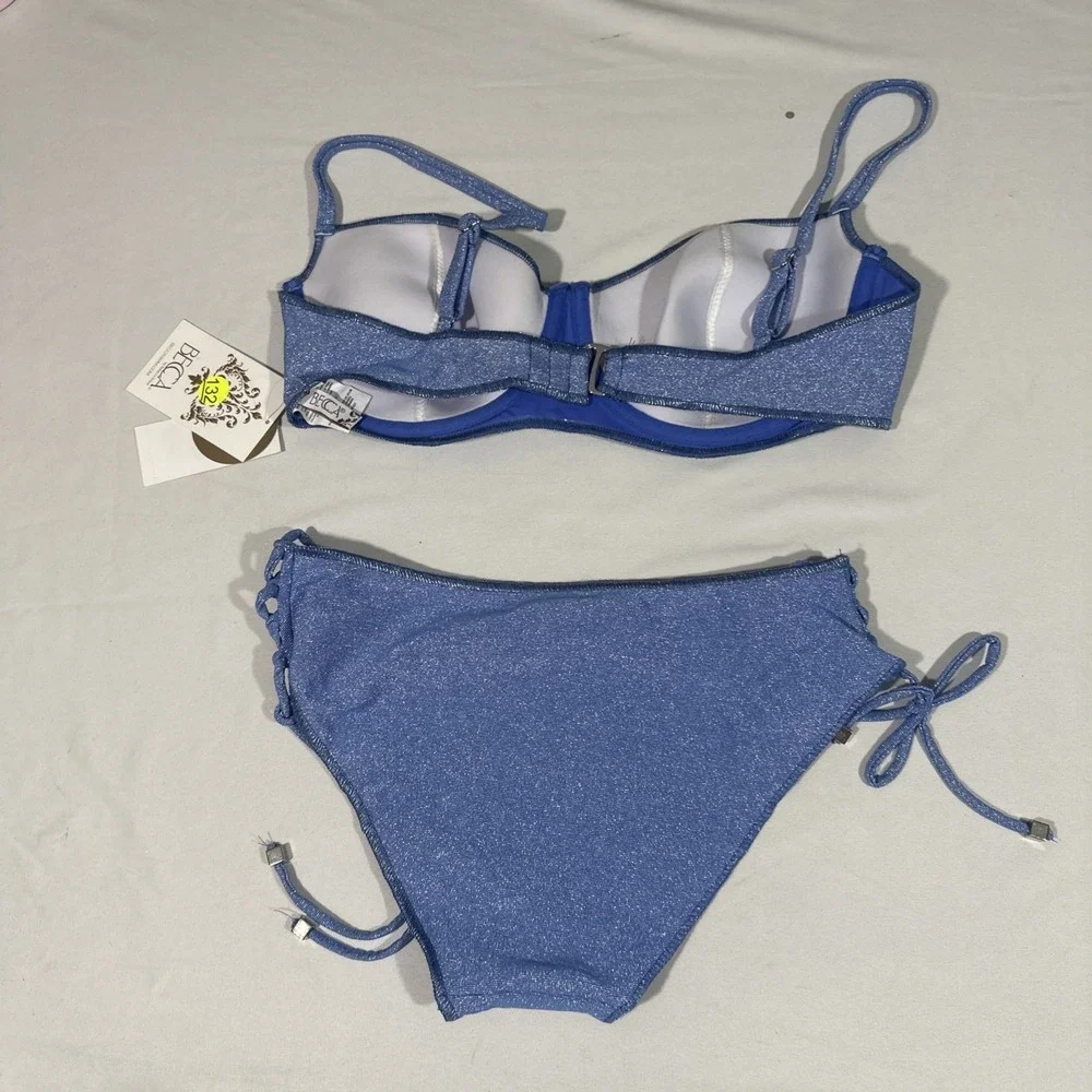 NWT BECCA [ 2PC ] Shimmer Bikini‎ Top ( D Cup) + Side Tie Bottom ( Small ) 7131